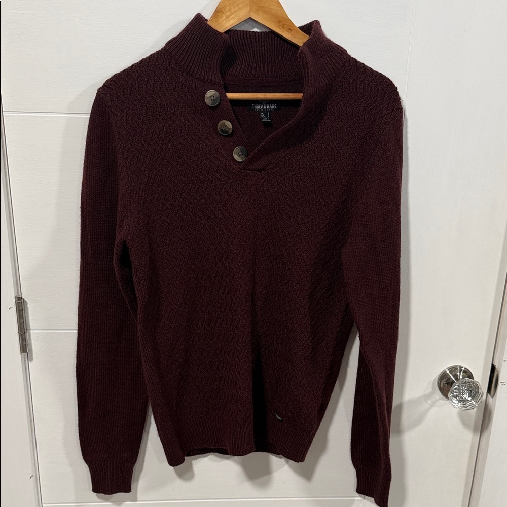 Threadbare Men’s Burgundy Cowl Neck Sweater